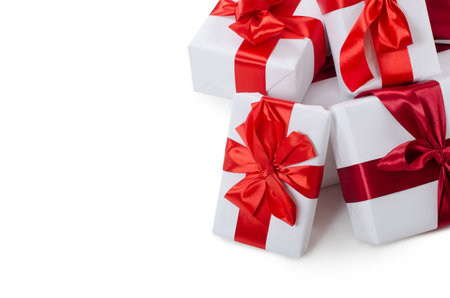 Box with  red tape isolated on white