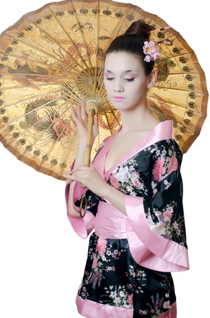 The beautiful girl with make-up of Japaneseの写真素材