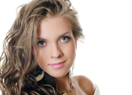 The young sensual girl with beautiful hairの写真素材