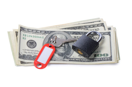 Dollar denominations with the lock close up