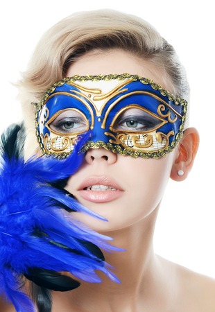 The beautiful girl in a carnival maskの写真素材