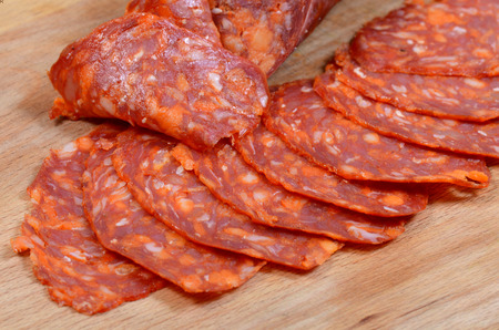 Fried bacon slices, closeupの写真素材
