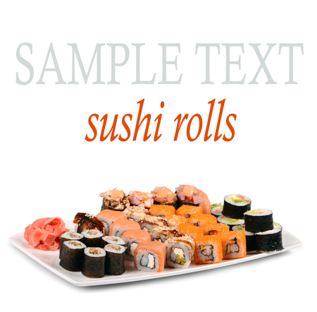 Tasty food. Sushi Roll on a white backgroundの写真素材