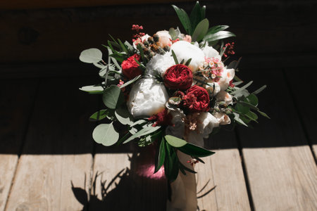 Wedding bouquet on the floor.の写真素材