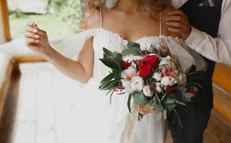 Bouquet in the hands of the bride.の写真素材