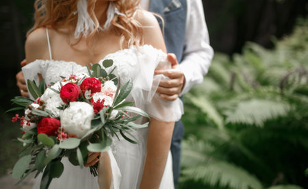 Bouquet in the hands of the bride.の写真素材