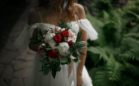 Bouquet in the hands of the bride.の写真素材
