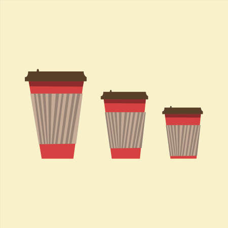 Coffee cups to go with red glasses with brown lids in vectorのイラスト素材