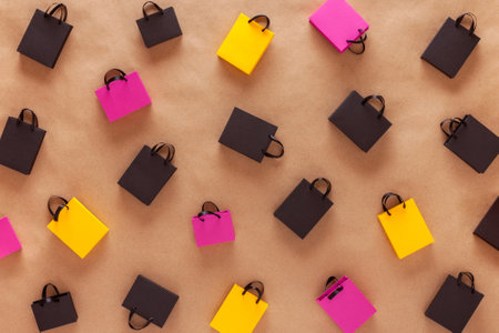 Black friday sale concept. Pattern made from shopping bags.の写真素材