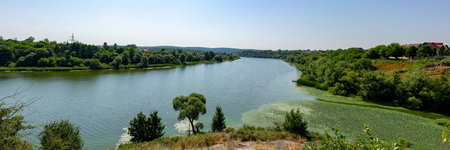 Panoramic view of the South Bug River. Ukraine, Vinnytsia
