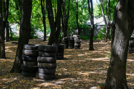Part of the park is equipped for playing airsoftの写真素材