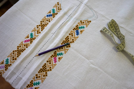 Cotton fabric with lace for the Ukrainian target shirt