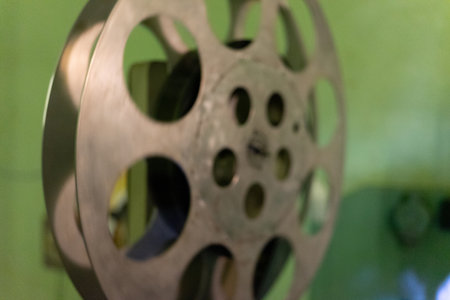 Vintage film reel highlighting classic cinema history in detailの写真素材