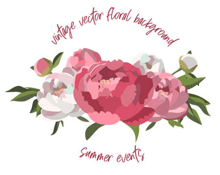 Vintage vector floral background template for greeting cards and invitationsのイラスト素材