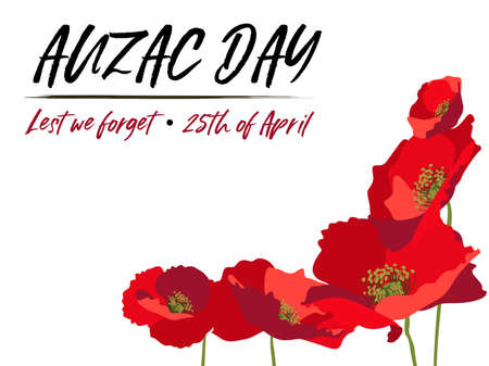Remembrance day horizontal poster layout with red poppies on white backgroundのイラスト素材