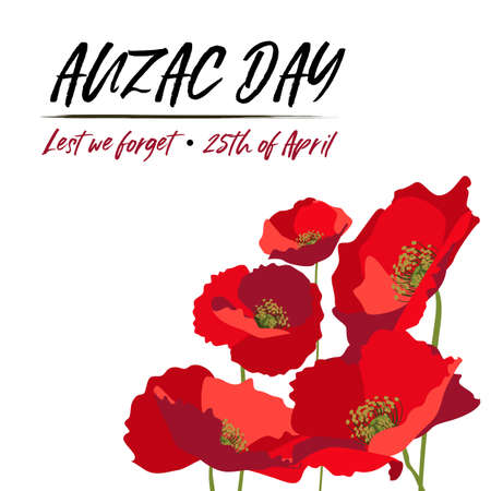 Remembrance day square banner layout with red poppies on white backgroundのイラスト素材