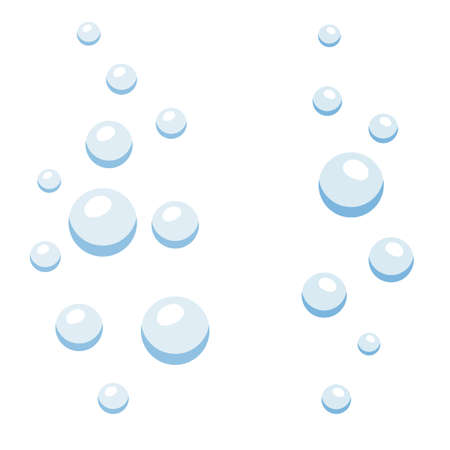 Blue air bubbles in water isolated on white backgroundのイラスト素材