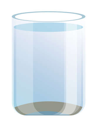 Glass cylinder shaped aquarium with water and sand, isolated on white backgroundのイラスト素材