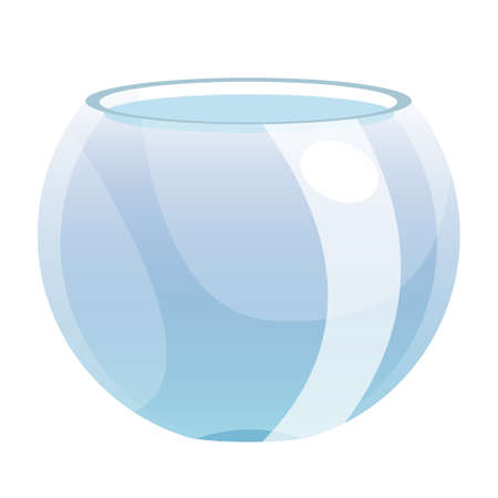 Glass circle shaped aquarium with water, isolated on white backgroundのイラスト素材