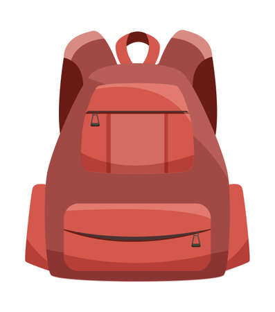 Single red backpack, isolated on white backgroundのイラスト素材