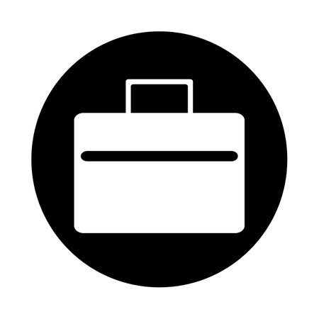 Briefcase, suitcase, business icon sign, white on black, isolated on white backgroundのイラスト素材
