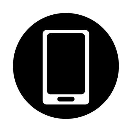 Smartphone icon, flat style, white on black, isolated on white backgroundのイラスト素材
