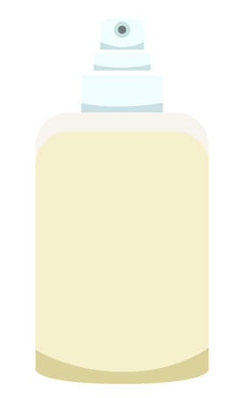 Vector cream coloured plastic cosmetic bottle with dispencer, isolated on white backgroundのイラスト素材