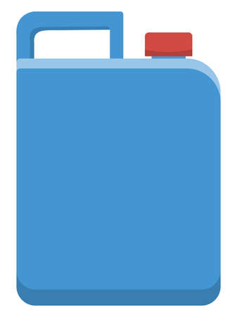 Vector blue plastic gasoline can with red cap, isolated on white backgroundのイラスト素材
