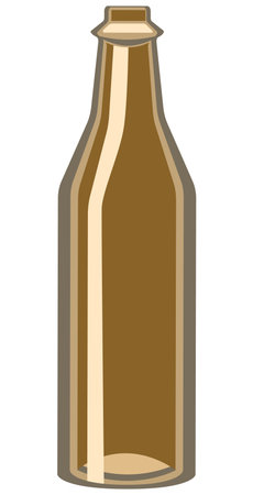 Vector single brown glass beer bottle, isolated on white backgroundのイラスト素材