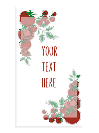 Vector design template with doodle style tomatoes on white backgroundのイラスト素材