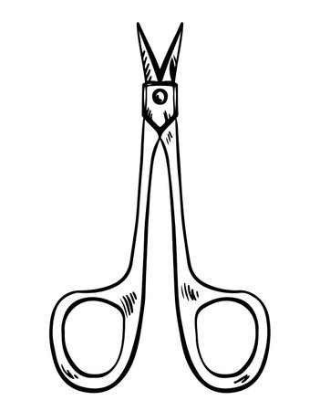 Lineart of manicure scissors isolated black line on white backgroundのイラスト素材