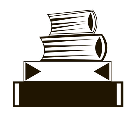 Pile of four black and white books in simple doodle style isolated on white backgroundのイラスト素材