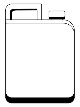 Vector black and white plastic fuel can with cap lineart style isolated on white backgroundのイラスト素材