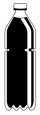 Vector black and white lineart plastic bottle with water isolated on white backgroundのイラスト素材