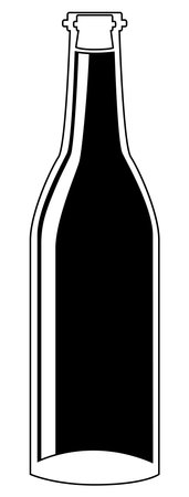 Vector black and white wine bottle in lineart style isolated on white backgroundのイラスト素材