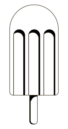 Black and white lineart ice pop on stick isolated on white backround. Doodle ice cream on stickのイラスト素材