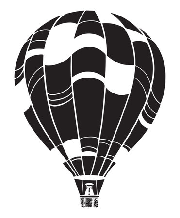 Vector black hot air balloon flat silhouette style isolated on white backgroundのイラスト素材