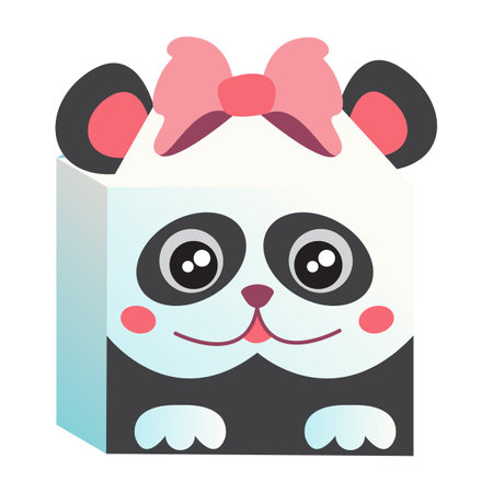 Vector illustration of cute panda gift box for festive kid design isolated on white backgroundのイラスト素材
