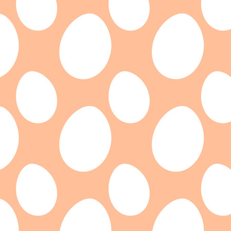 Cute vector pattern with white easter eggs peach fuzz color on white backgroundのイラスト素材