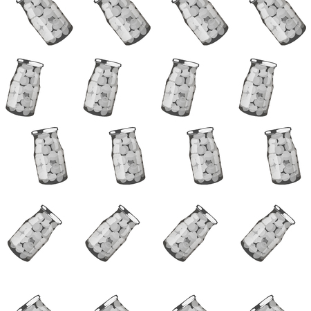 pickles set in jars. Pattern of pickled realistic mushrooms. Vector illustration.のイラスト素材