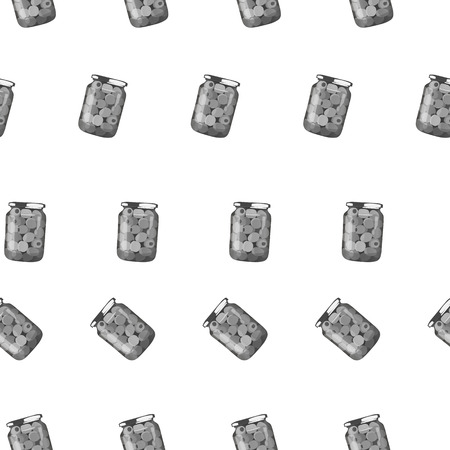 pickles in jars. Pattern of pickled realistic olives. Vector illustration.のイラスト素材