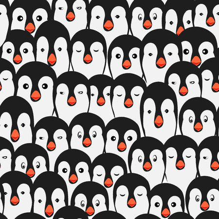 Funny Penguins on background seamless pattern. vectorのイラスト素材