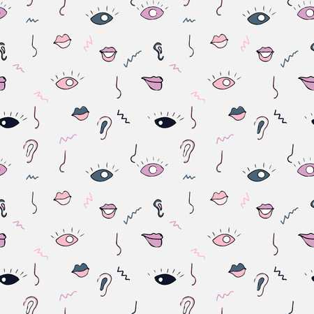 Drawing abstract seamless pattern. Retro memphis style, fashion 80-90s. Pop art.の写真素材