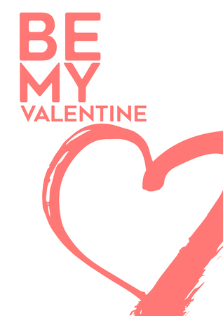 Happy Valentines Day card. Hand drawn elements by brush. Vector illustrationのイラスト素材