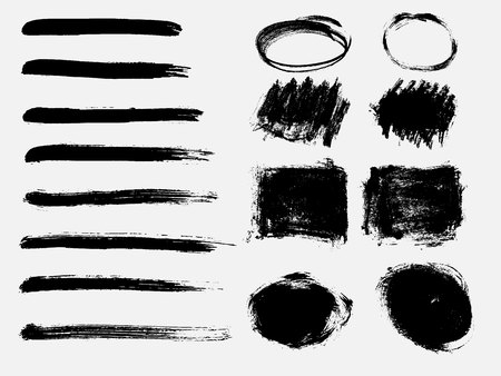 Set of black paint, ink brush strokes, brushes, lines.のイラスト素材