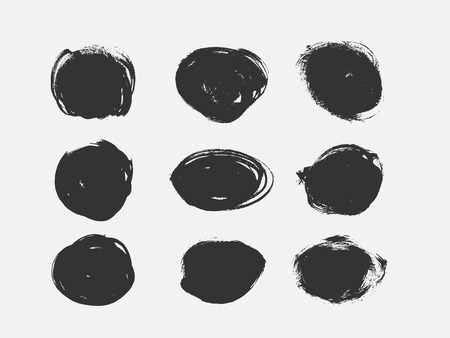 Set of black paint, ink brush strokes, brushes, lines.のイラスト素材