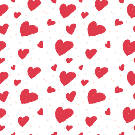 Hand drawn hearts in seamless pattern in brush background.のイラスト素材