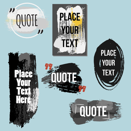 Vector quote boxes collection. Hand drawn frames, square, rectangle and round . Grunge brush strokes texture.のイラスト素材