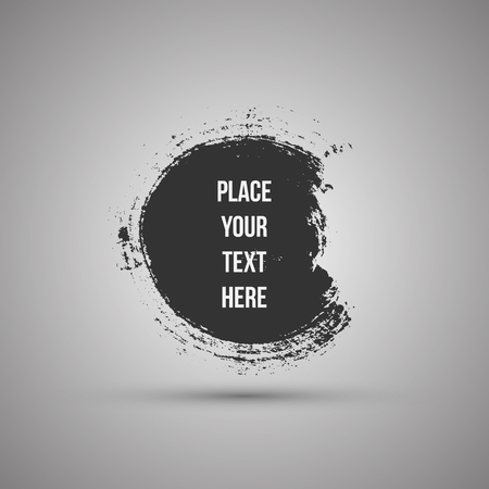 Hand drawn circle shape. Label, logo design element. Brush abstract wave. Vector illustration.のイラスト素材