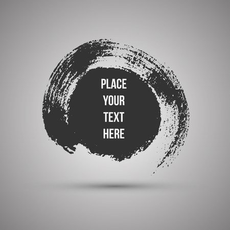 Hand drawn circle shape. Label, logo design element. Brush abstract wave. Vector illustration.のイラスト素材